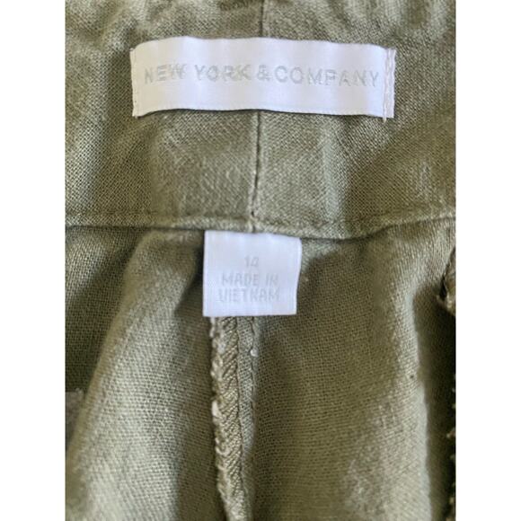 New York & Co Green Linen‎ Wide Leg Chino Pants Sz 14 - Picture 10 of 12